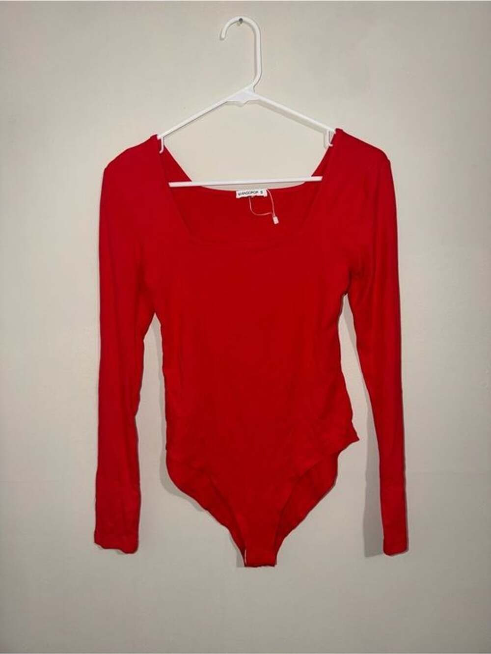 MangoPop Women’s Small Red Long Sleeve Square Neck Bodysuit